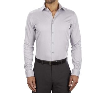 Calvin Klein Mens Slim Fit Performance Non-Iron Shirt in Smoke Size 16 N…